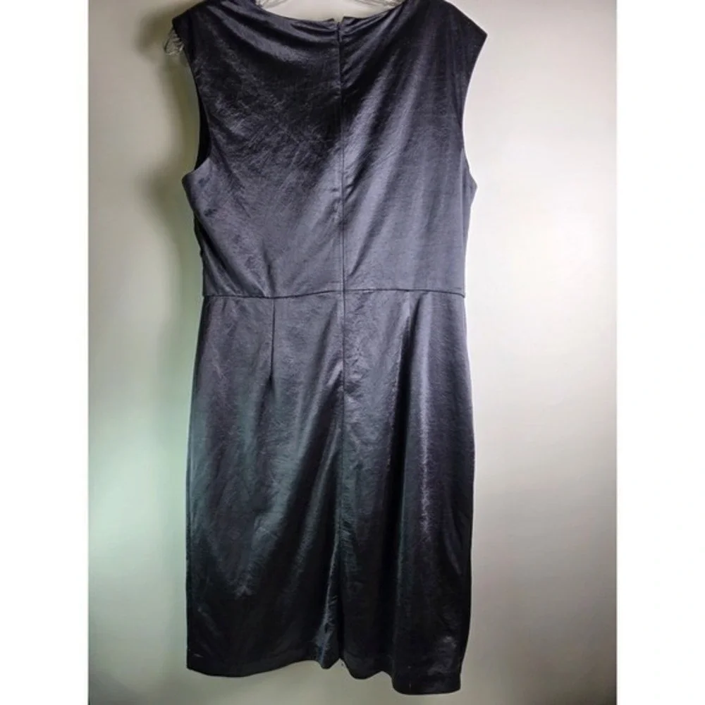 Maggy London Womens Metallic Cowl Neck Draped Sheath Cocktail Dress Grey Size 12